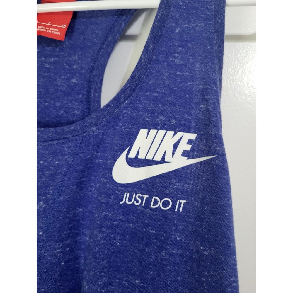 NIKE Women's Small Workout Tank Top Racerback Heathered Blue Gym Athletic Swoosh - Picture 4 of 9